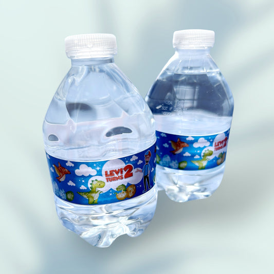 Blippi and Dino Water label
